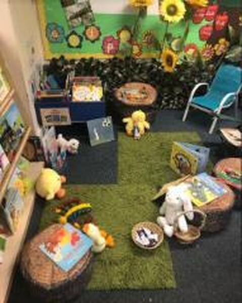 Reading in our spring garden!